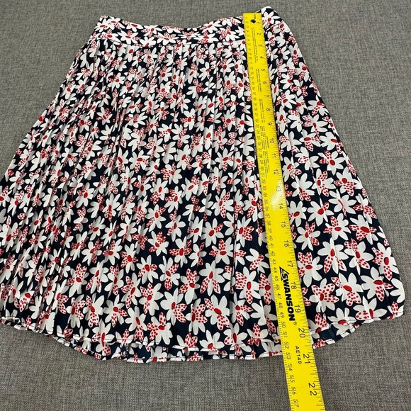 J. Crew Pleated Skirt Floral Sz 00‎ Blue Red White Lined Zipper - Picture 6 of 12